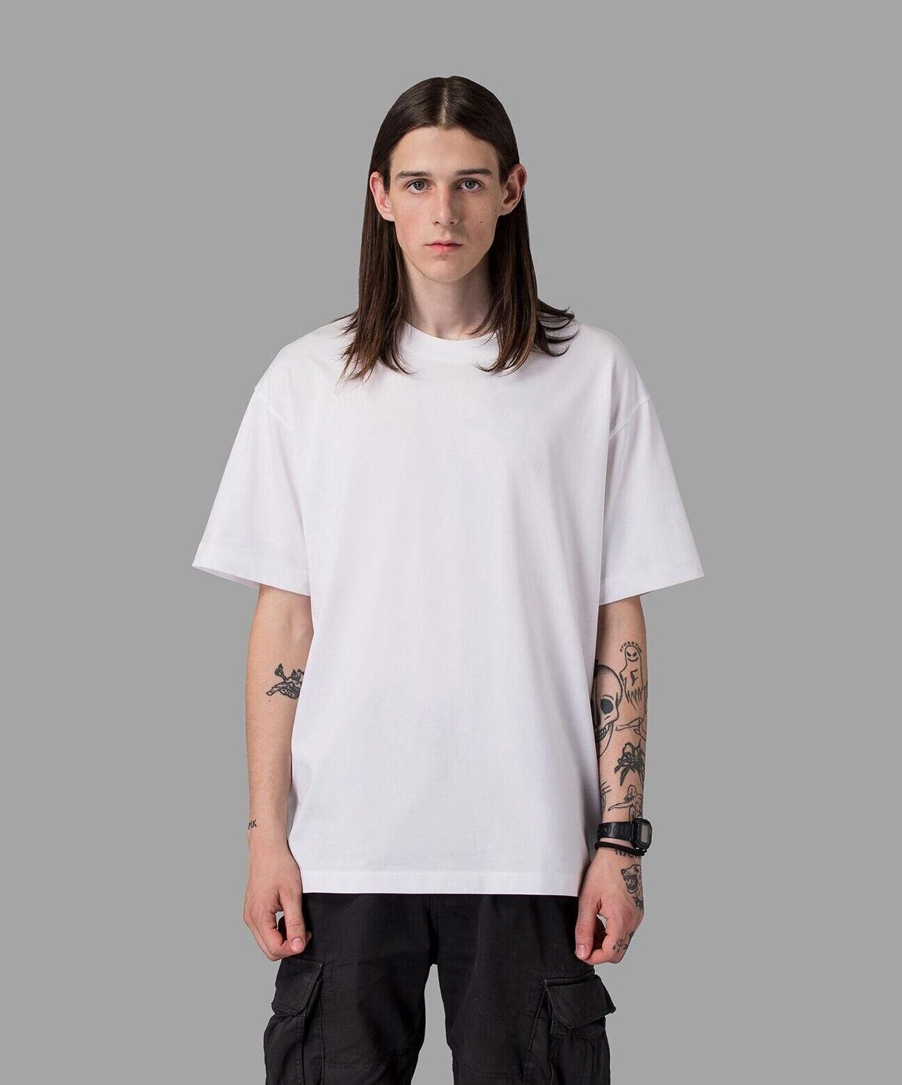 Oversized White Front with Model